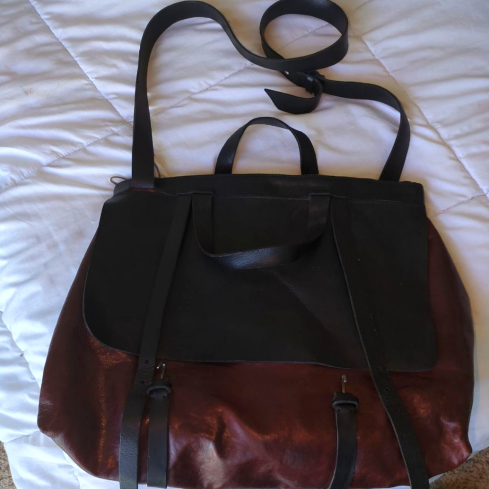 Daniele Basta Luxe Media brown and black leather bag